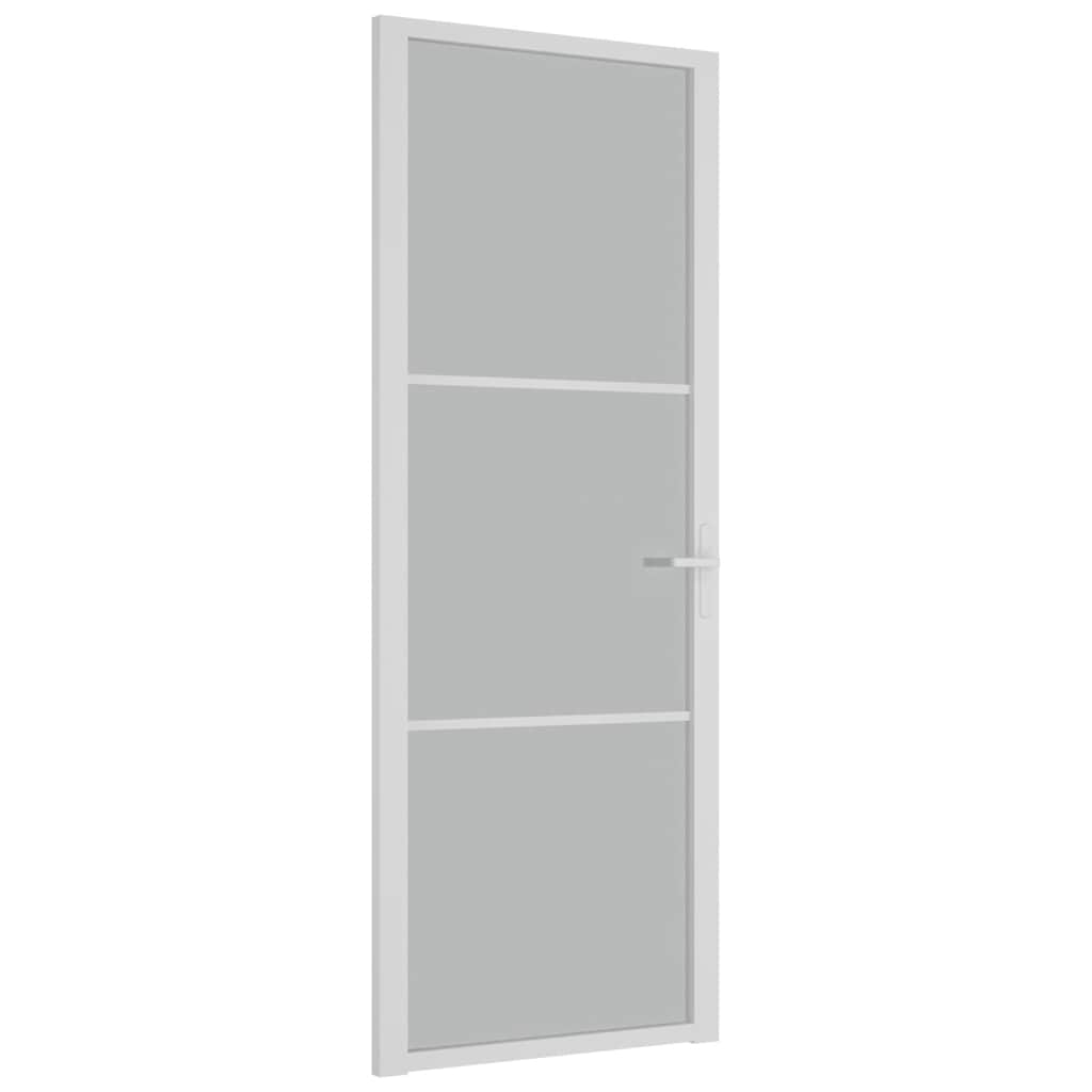 Porte intérieure en verre et aluminium blanc mat 76x201,5 cm 