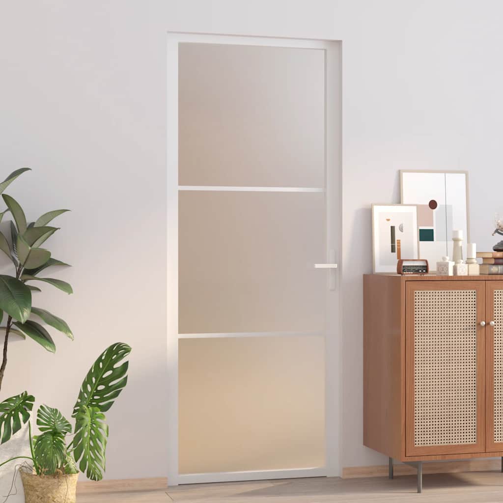 Porte intérieure en verre et aluminium blanc mat 83x201,5 cm 
