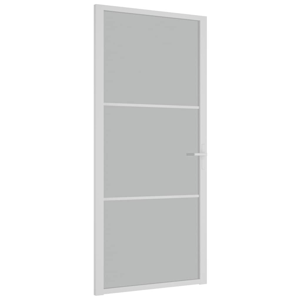 Porte intérieure en verre et aluminium blanc mat 93x201,5 cm 