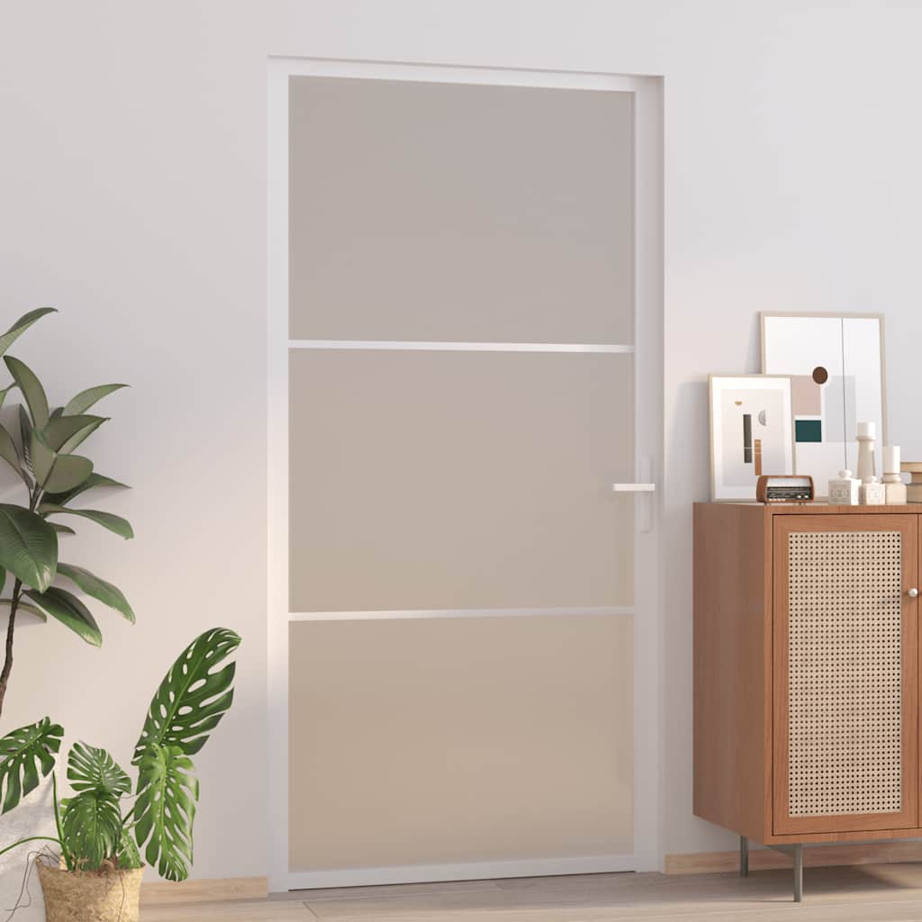Porte intérieure en verre et aluminium blanc mat 102,5x201,5 cm 