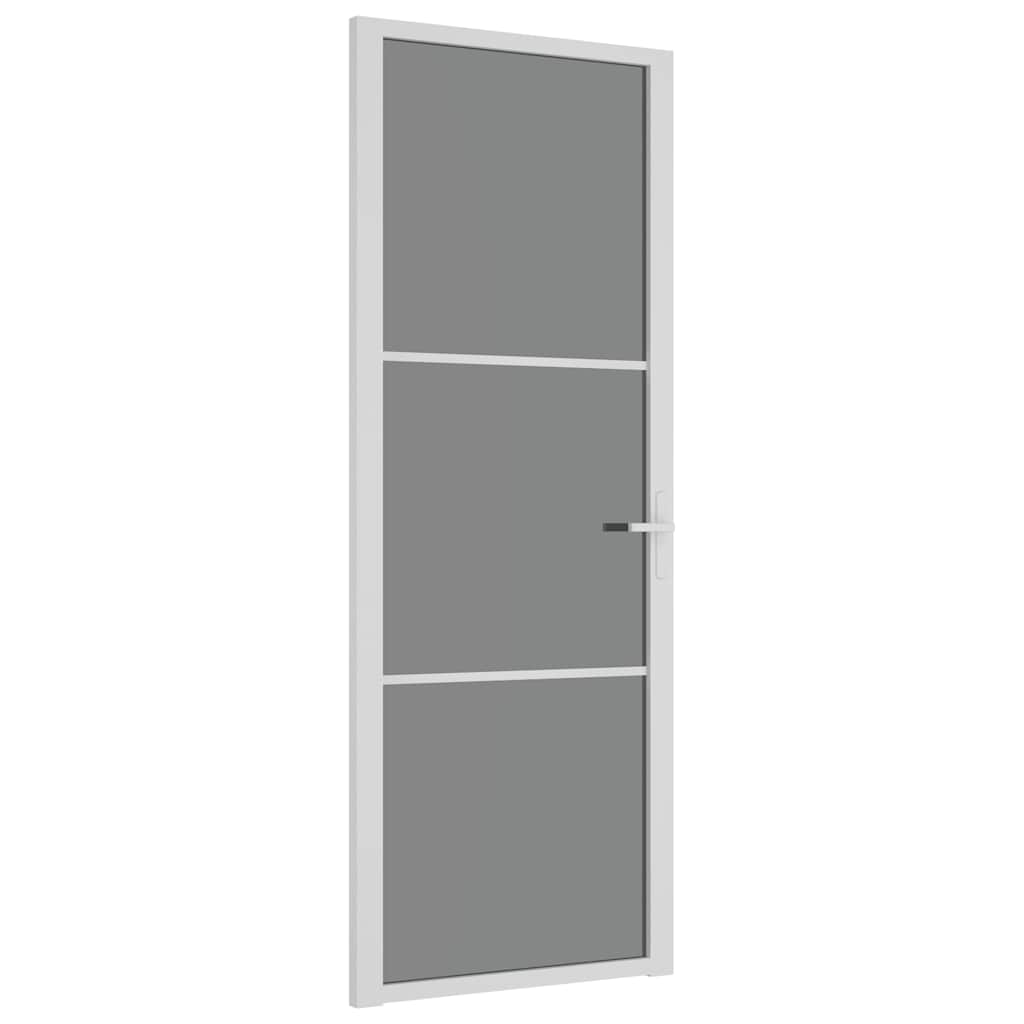 Porte intérieure en verre EGS et aluminium blanc 76x201,5 cm 