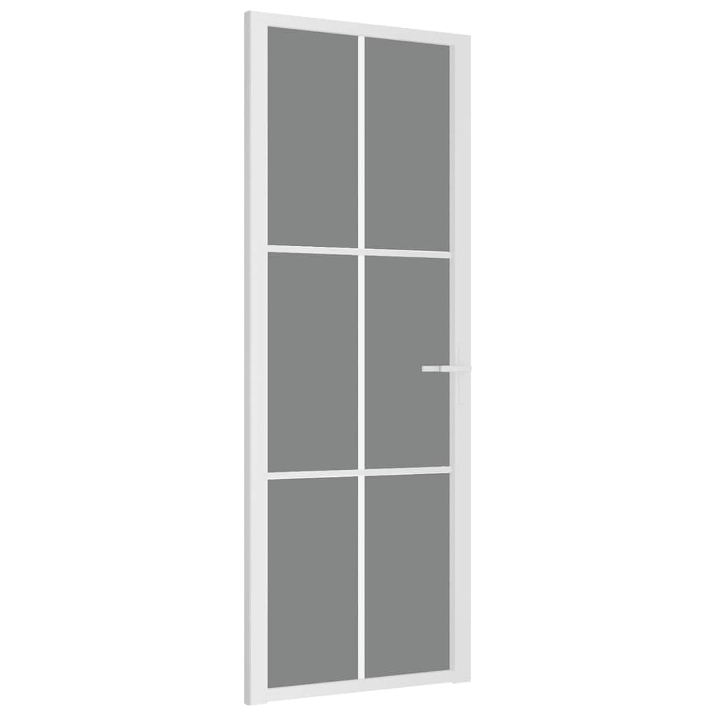 Porte intérieure en verre EGS et aluminium blanc 76x201,5 cm 