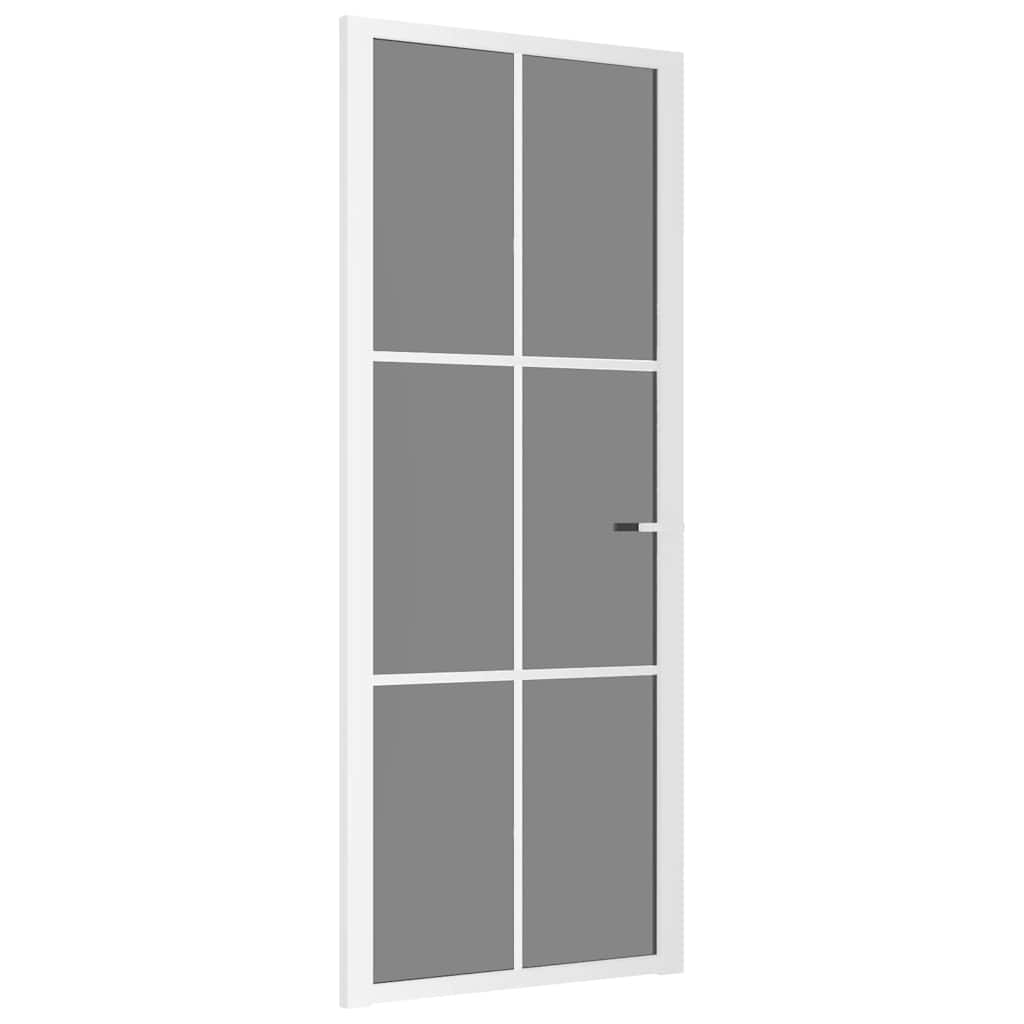 Porte intérieure en verre EGS et aluminium blanc 83x201,5 cm 