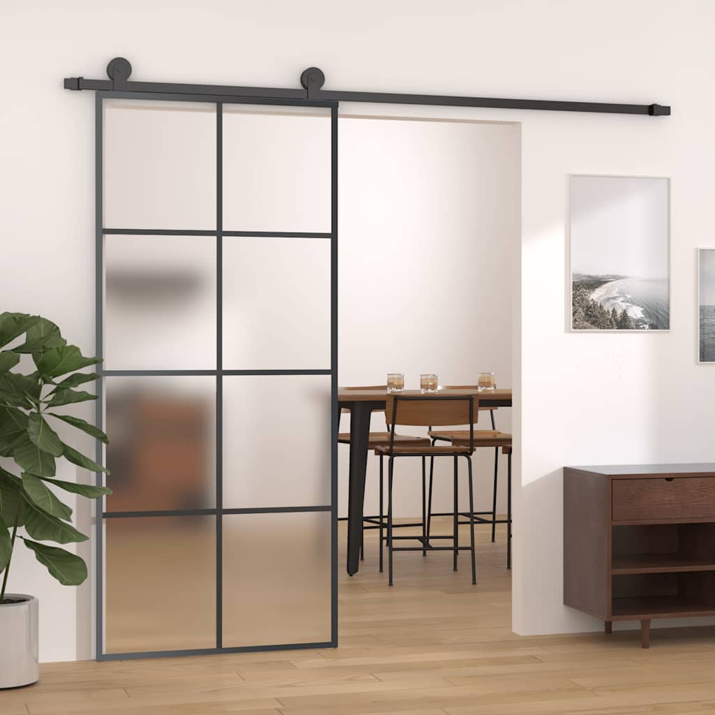 Puerta Corredera Vidrio ESG Esmerilado Aluminio 90x205 cm