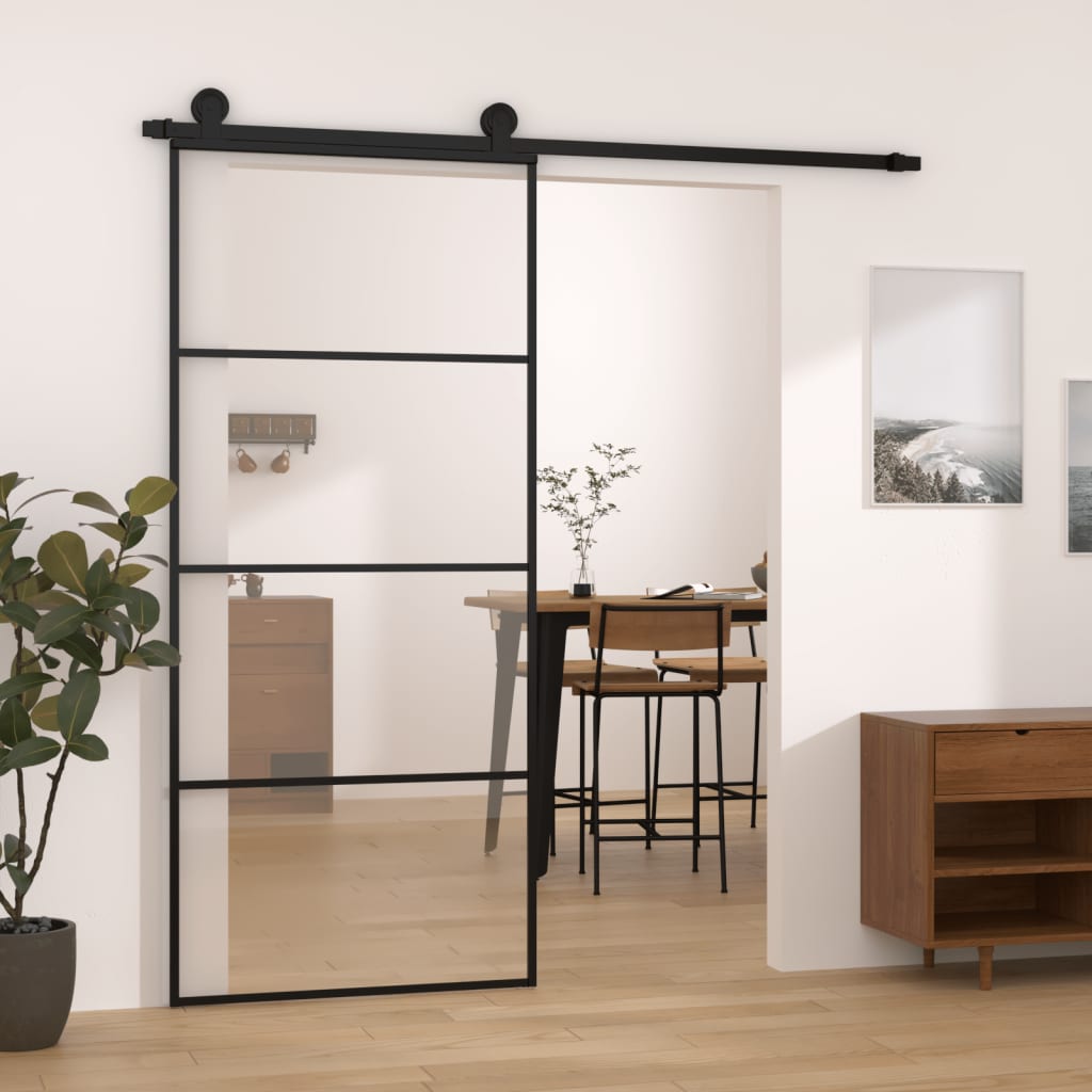 Porte coulissante en verre ESG aluminium 90x205 cm 
