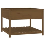 Vetonek Jardinera y estante madera maciza pino marrón 111,5x111,5x81 cm