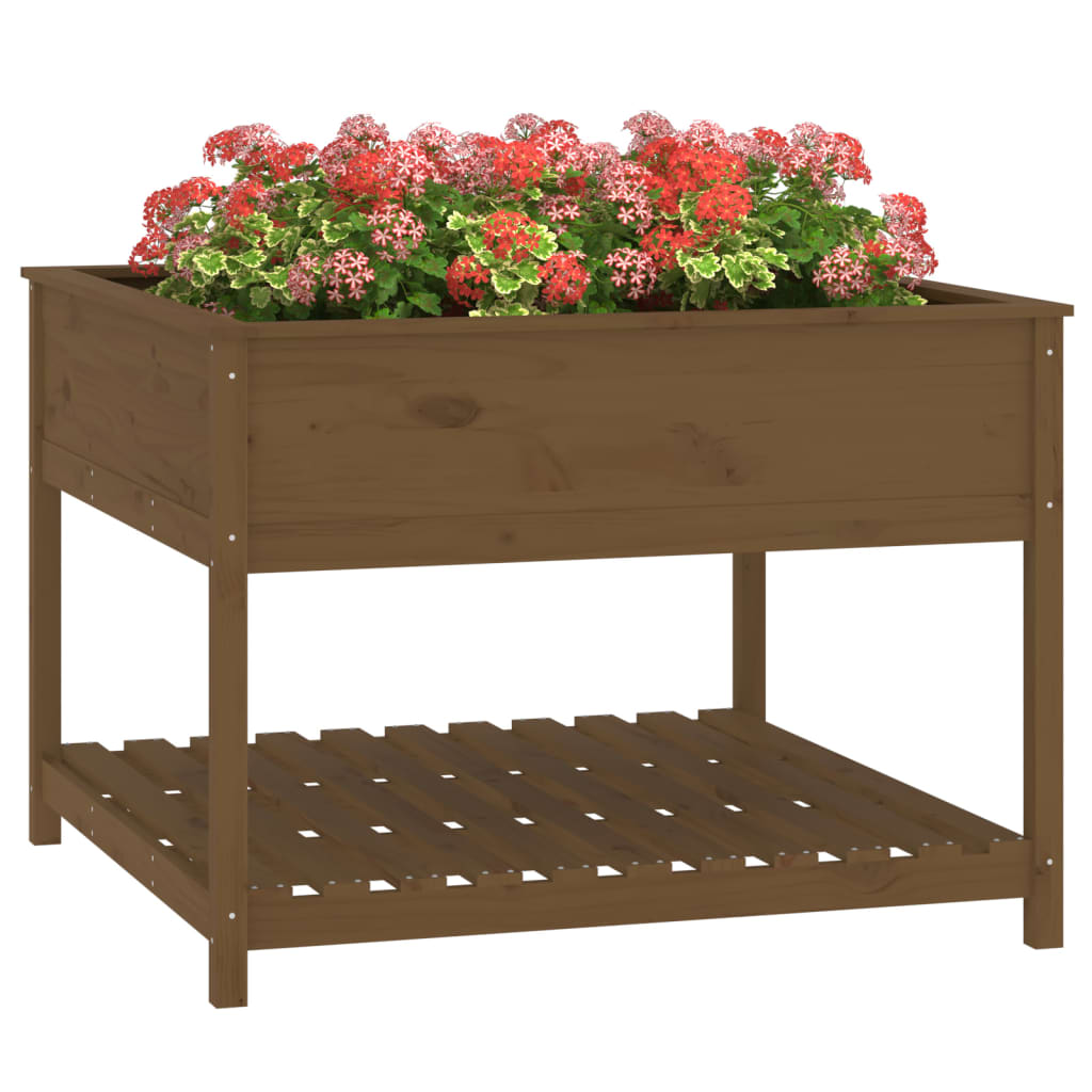 Jardinera y estante madera maciza pino marrón 111,5x111,5x81 cm v7725 - Vetonek