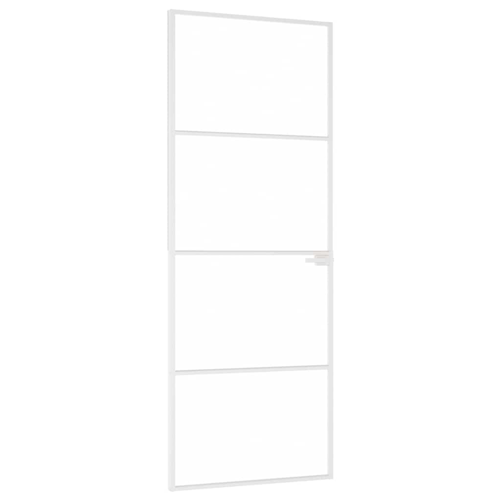 Porte intérieure en verre trempé et aluminium blanc 76x201,5 cm 