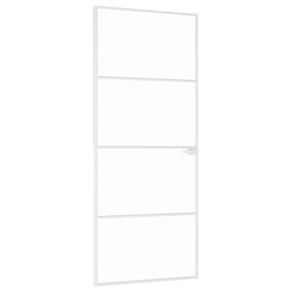 Porte d'intérieur en verre trempé et aluminium blanc 83x201,5 cm 