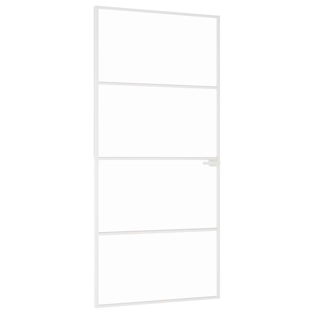Porte intérieure en verre trempé et aluminium blanc 93x201,5 cm 