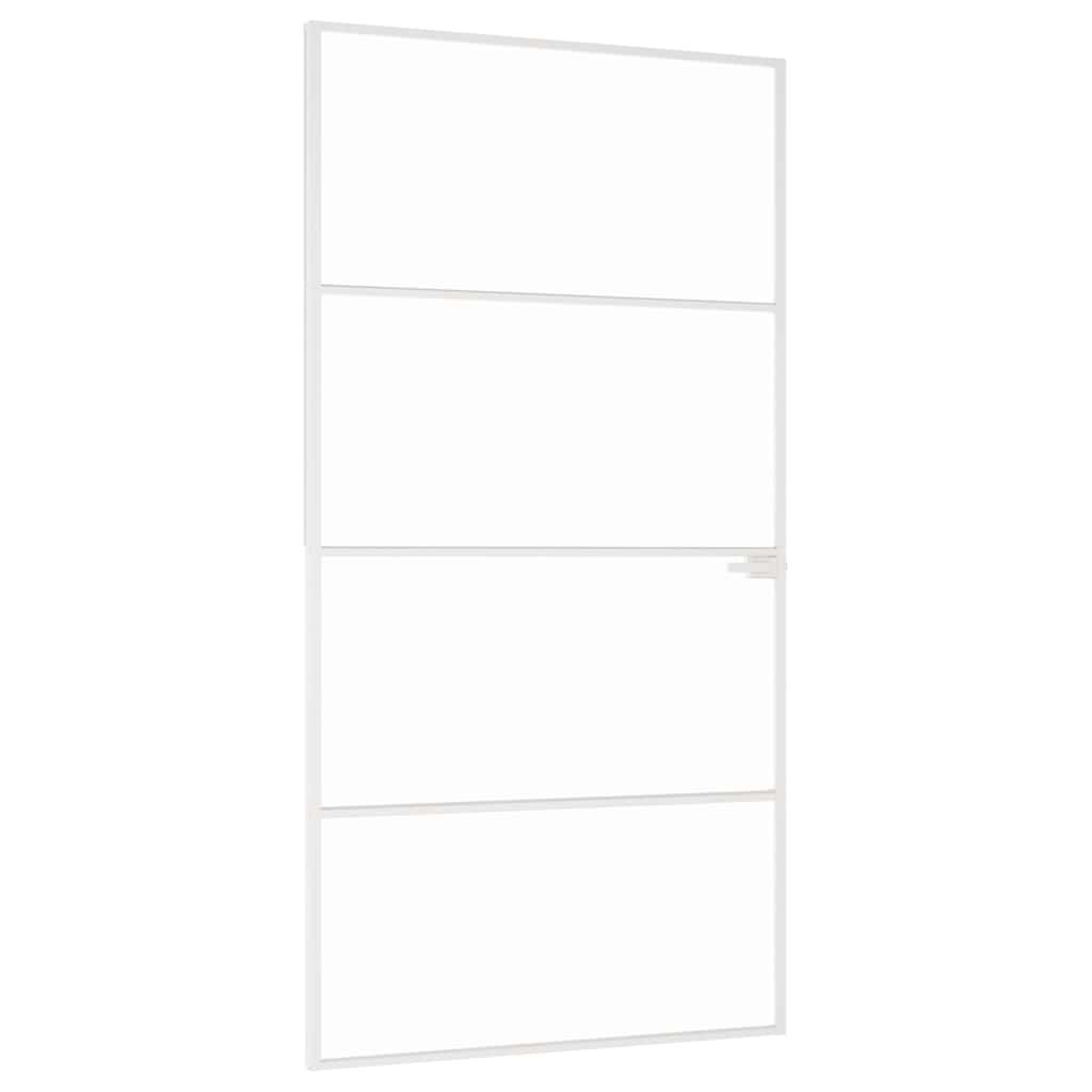 Porte intérieure en verre trempé et aluminium blanc 102x201,5 cm 