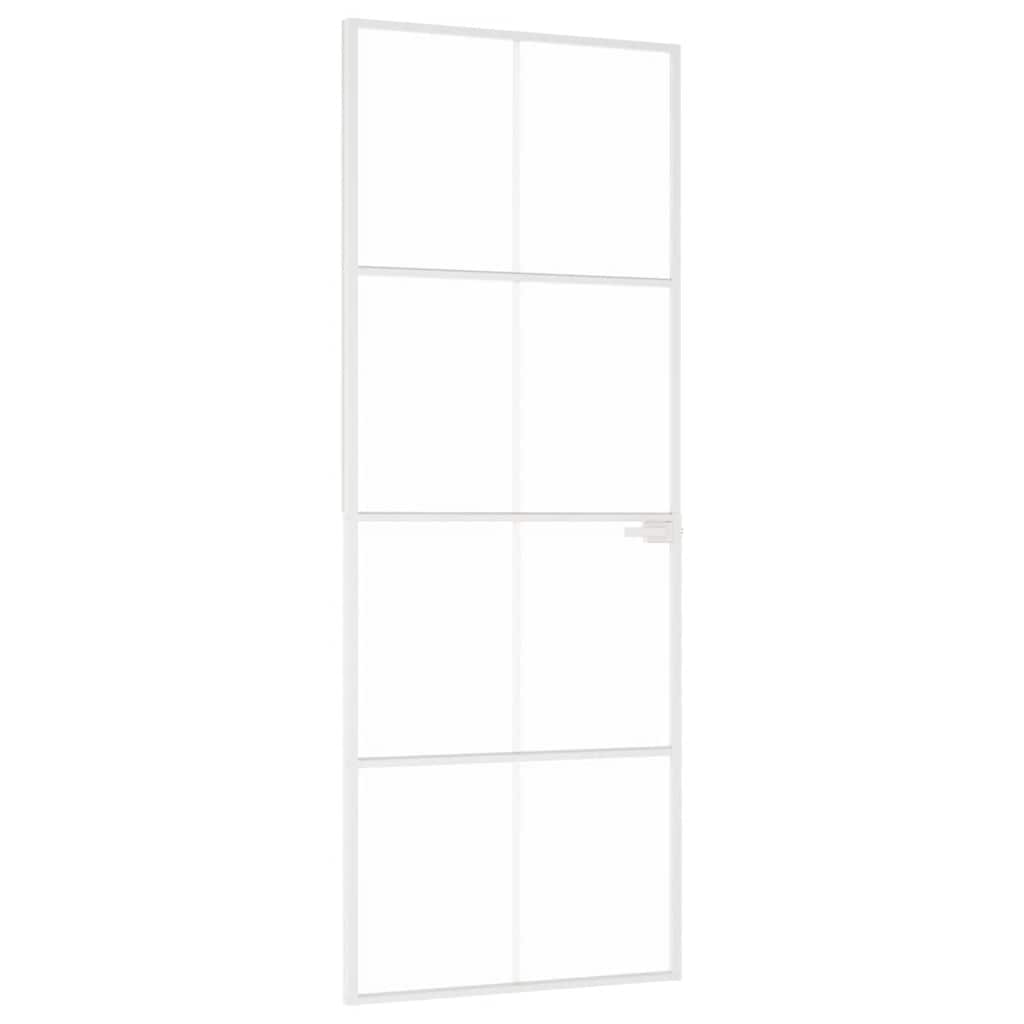 Porte intérieure en verre trempé et aluminium blanc 76x201,5 cm 