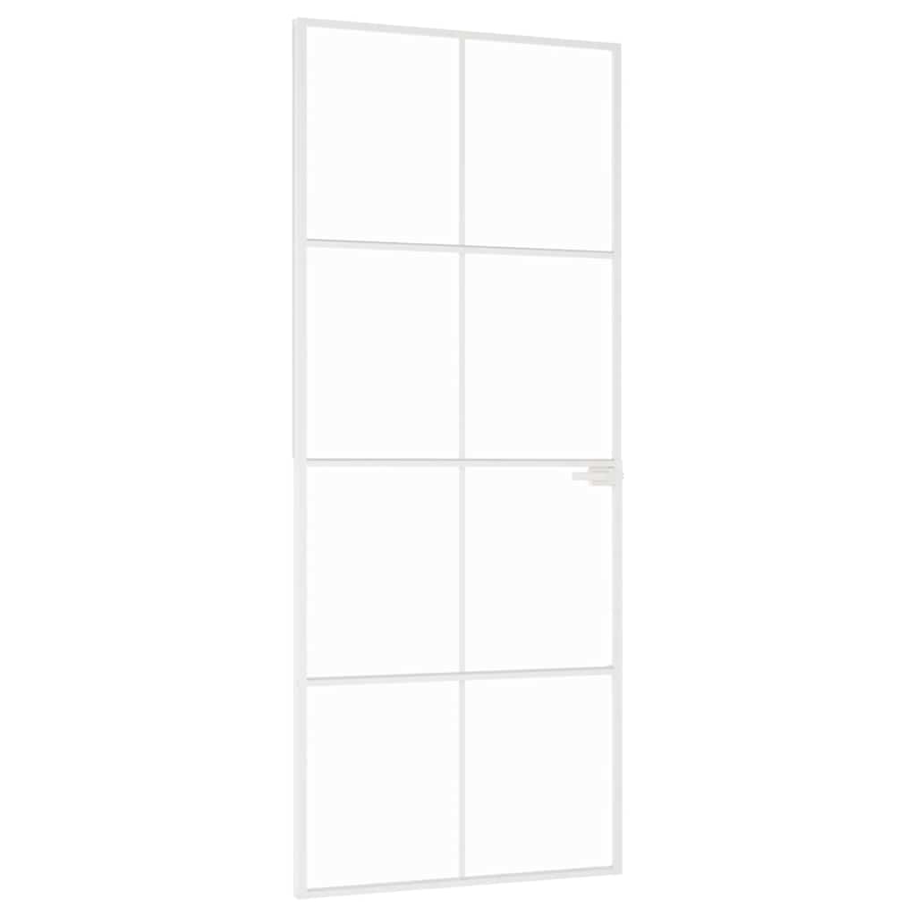 Porte intérieure en verre trempé et aluminium blanc 83x201,5 cm 