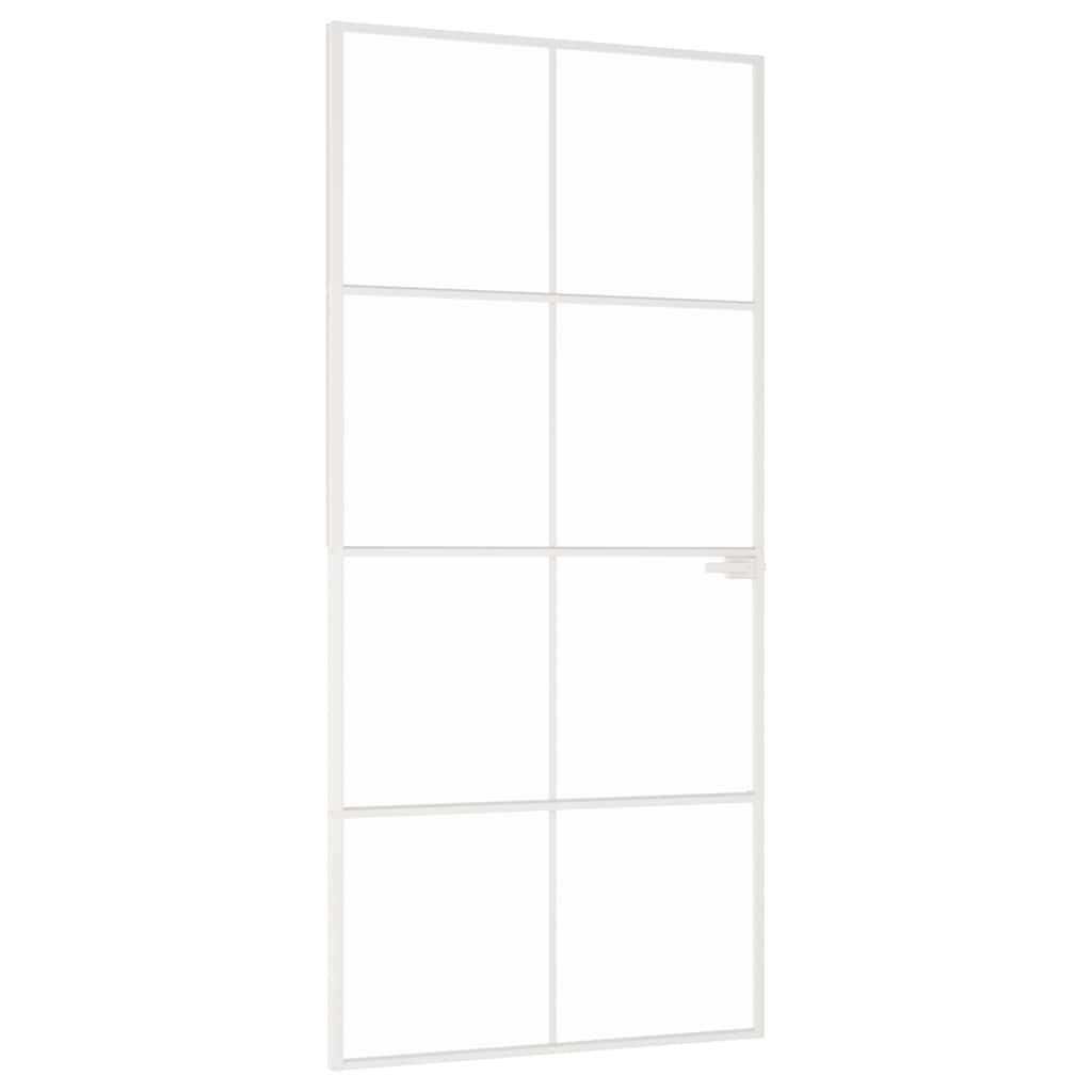 Porte intérieure en verre trempé et aluminium blanc 93x201,5 cm 