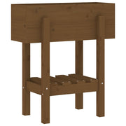 Jardinera madera maciza de pino marrón miel 62x30x69 cm v9829 - Vetonek
