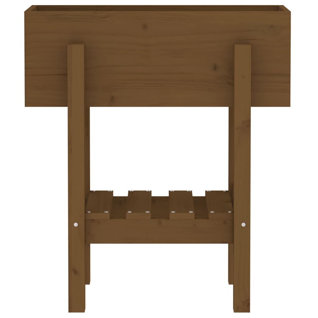 Jardinera madera maciza de pino marrón miel 62x30x69 cm v9829 - Vetonek