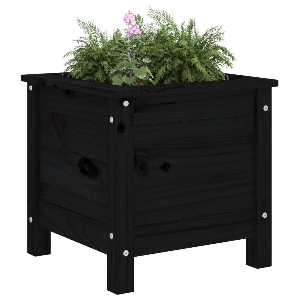 Jardinera madera maciza de pino negro 40x40x39 cm v9959 - Vetonek