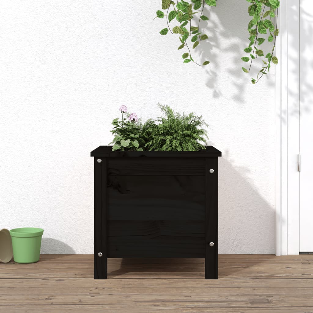 Jardinera madera maciza de pino negro 40x40x39 cm v9959 Vetonek