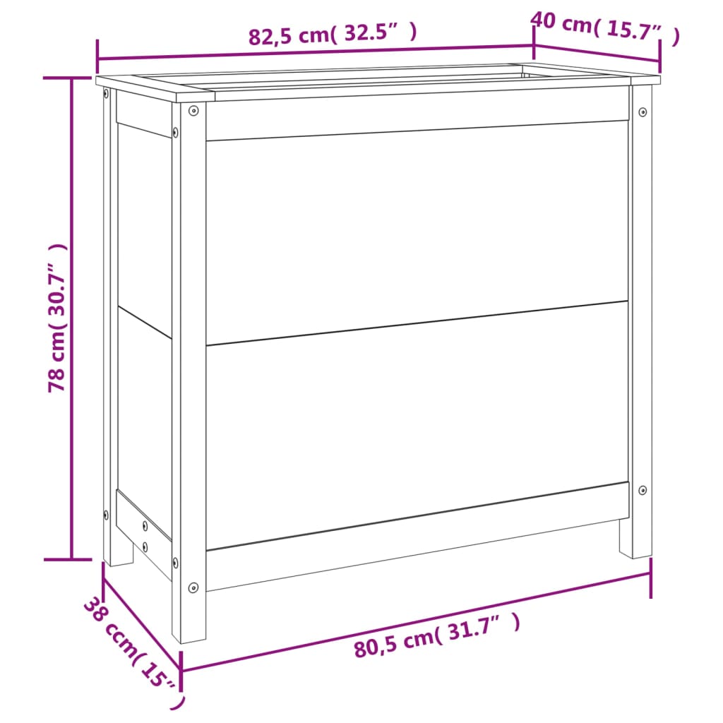 Jardinera madera maciza de pino 82,5x40x78 cm V0214 Vetonek