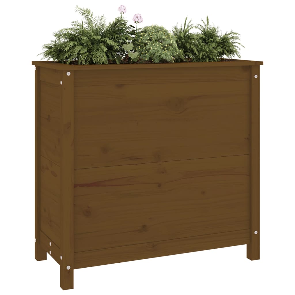 Jardinera madera maciza de pino marrón miel 82,5x40x78 cm v0245 - Vetonek