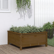 Jardinera madera maciza de pino marrón miel 82,5x82,5x39 cm v0368 Vetonek
