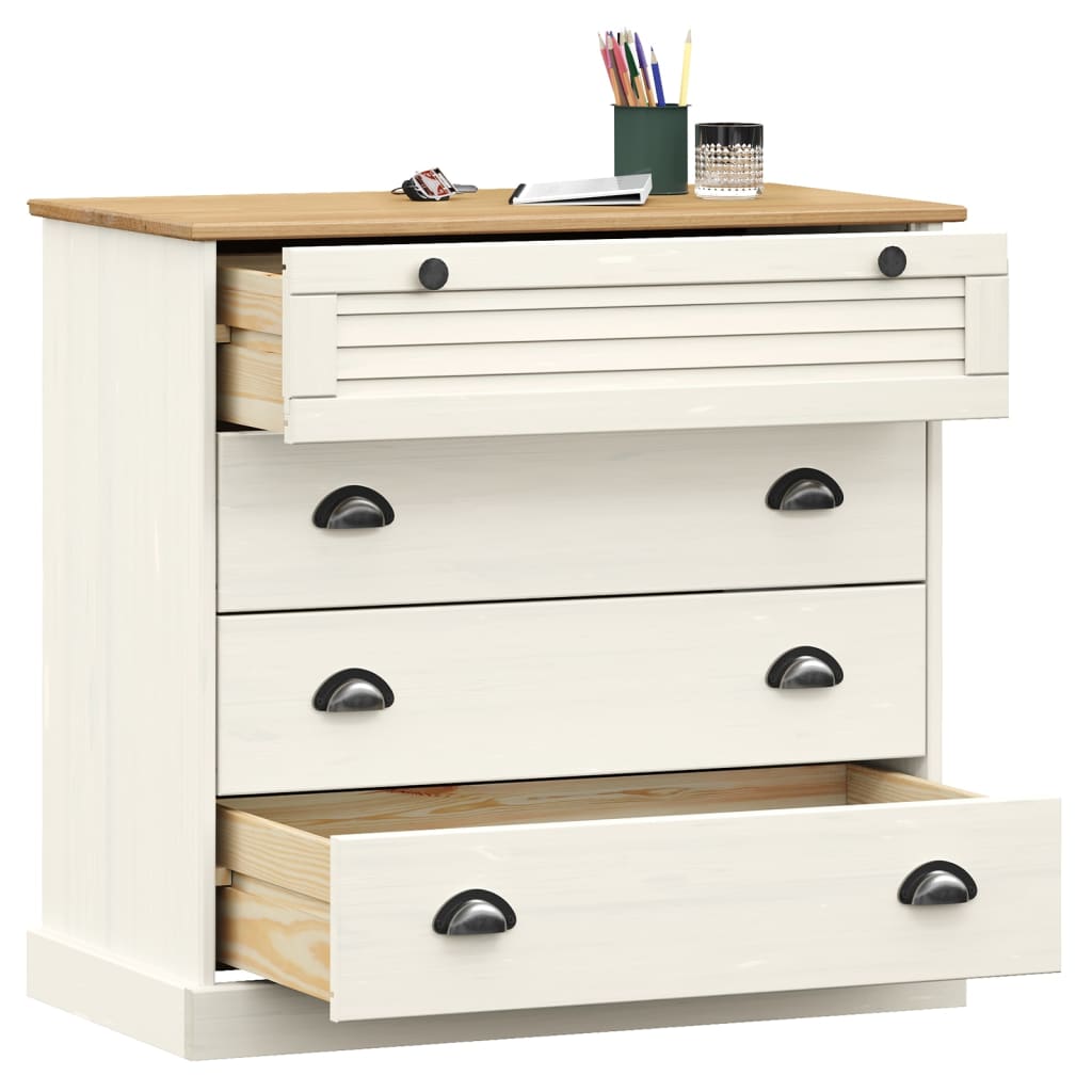 Commode VIGO en bois de pin blanc massif 80x40x76 cm V5759 Vetonek