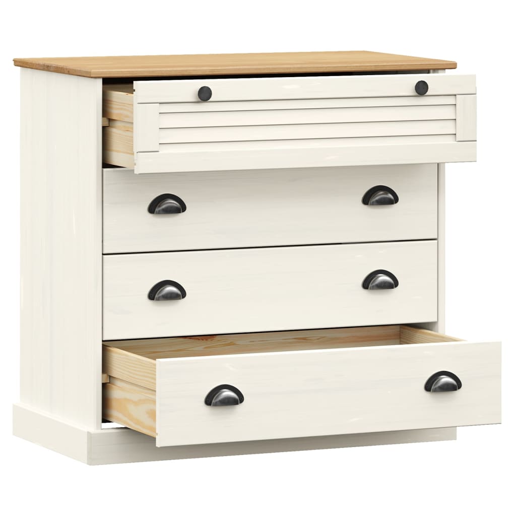 Commode VIGO en bois de pin blanc massif 80x40x76 cm V5759 Vetonek