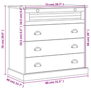 Commode VIGO en bois de pin blanc massif 80x40x76 cm V5759 Vetonek