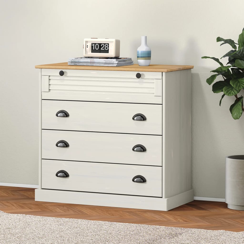Commode VIGO en bois de pin blanc massif 80x40x76 cm V5759 Vetonek