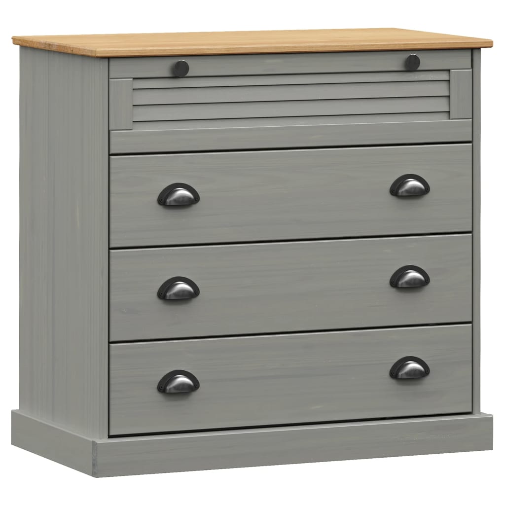 Commode VIGO en bois de pin gris massif 80x40x76 cm V5766 Vetonek