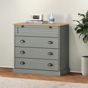 Commode VIGO en bois de pin gris massif 80x40x76 cm V5766 Vetonek
