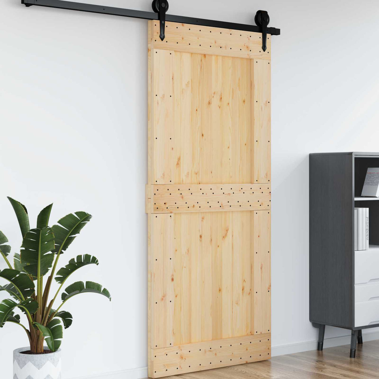 Porte NARVIK Naturel 100 x 210 cm Bois de Pin Massif 