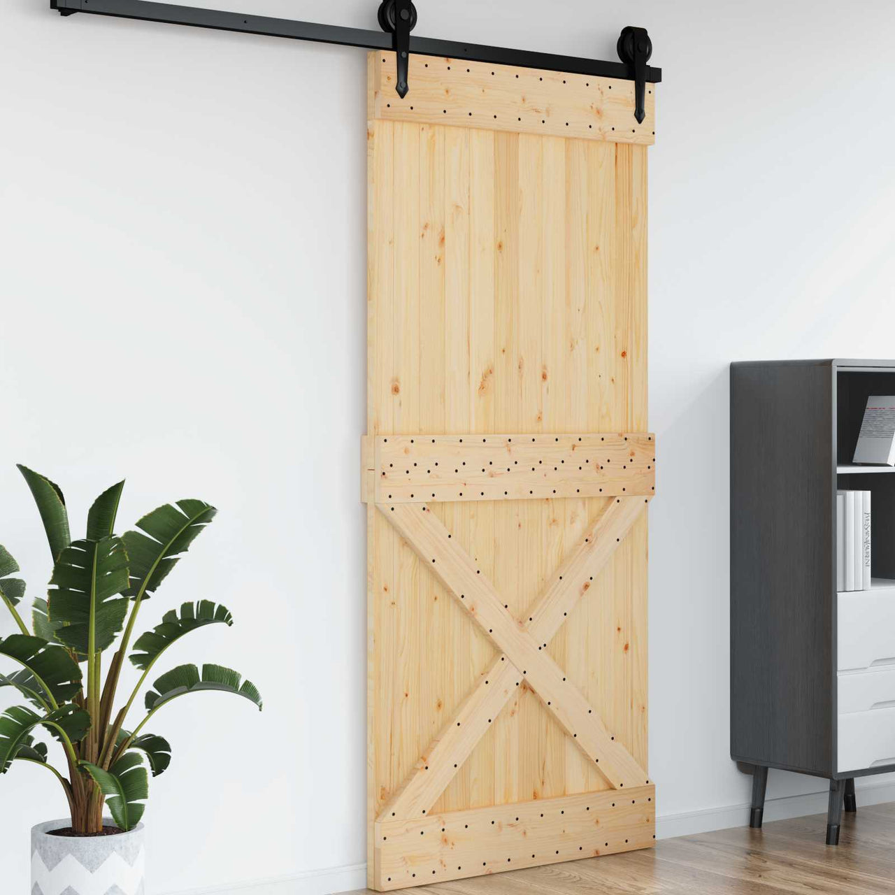 Porte NARVIK Naturel 100 x 210 cm Bois de Pin Massif 