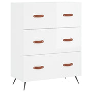 Vetonek Commode en bois d'ingénierie blanc brillant 69,5x34x90 cm