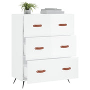 Commode en bois d'ingénierie blanc brillant 69,5x34x90 cm v4255 - Vetonek