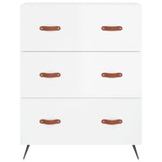 Commode en bois d'ingénierie blanc brillant 69,5x34x90 cm v4255 - Vetonek