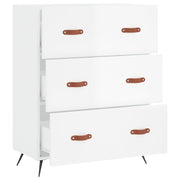 Commode en bois d'ingénierie blanc brillant 69,5x34x90 cm v4255 - Vetonek