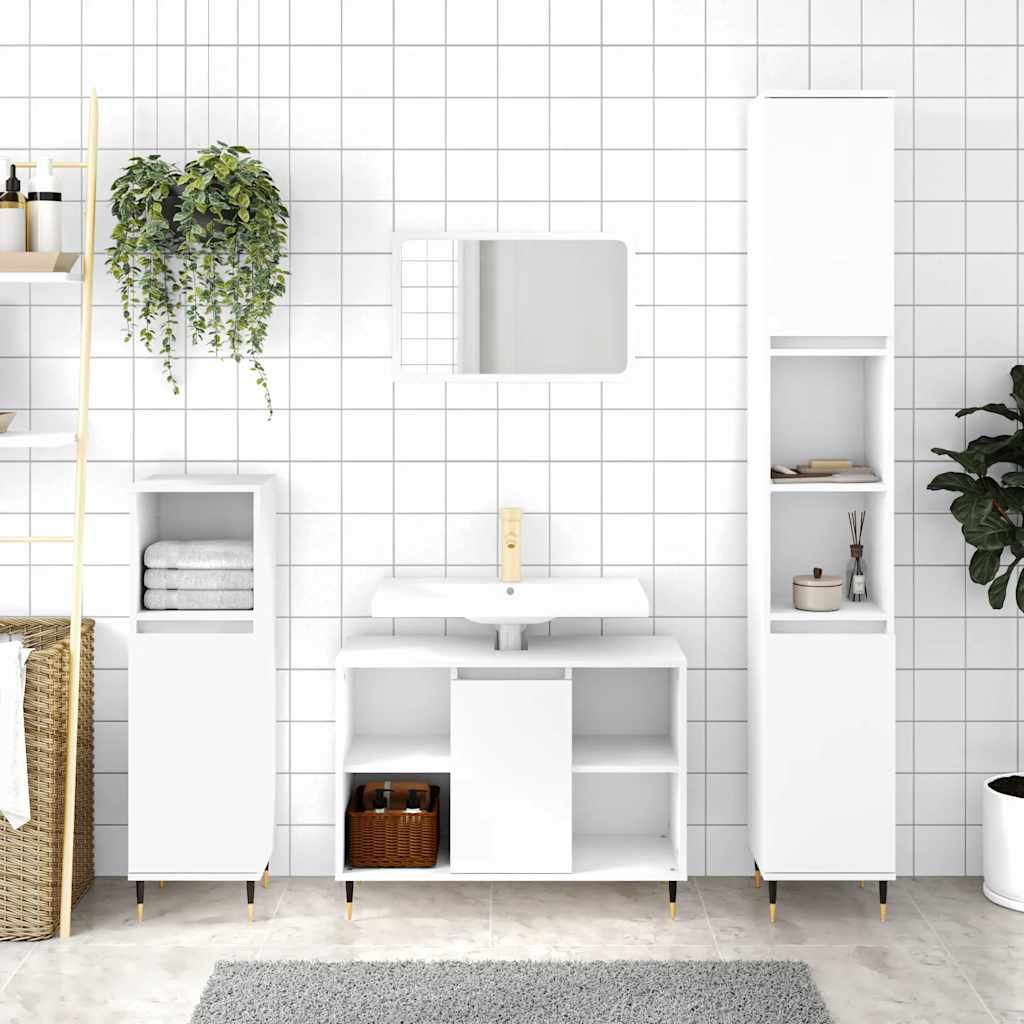 Meuble de salle de bain en bois d'ingénierie blanc 80x33x60 cm v6319 Vetonek
