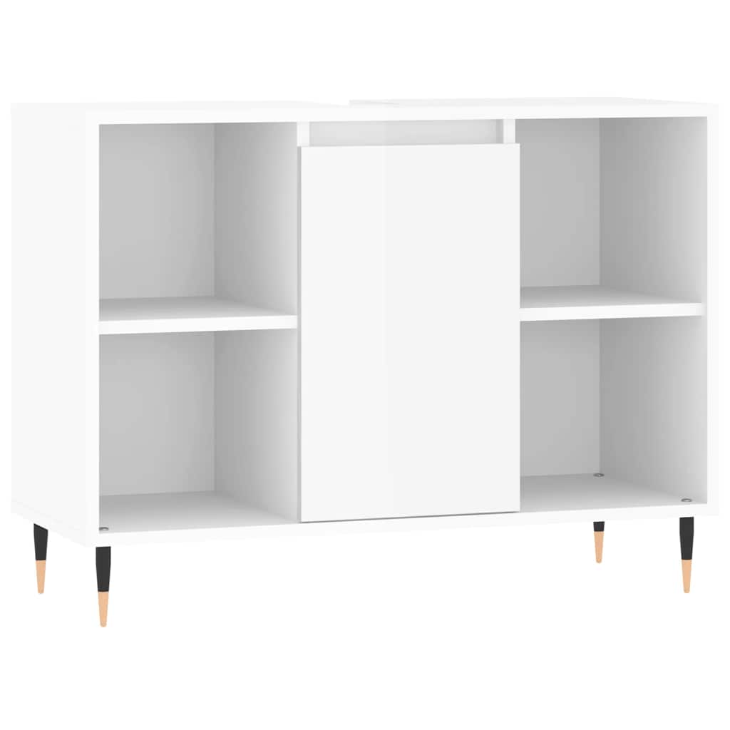 Meuble de salle de bain en dérivé du bois blanc brillant Vetonek 80x33x60 cm