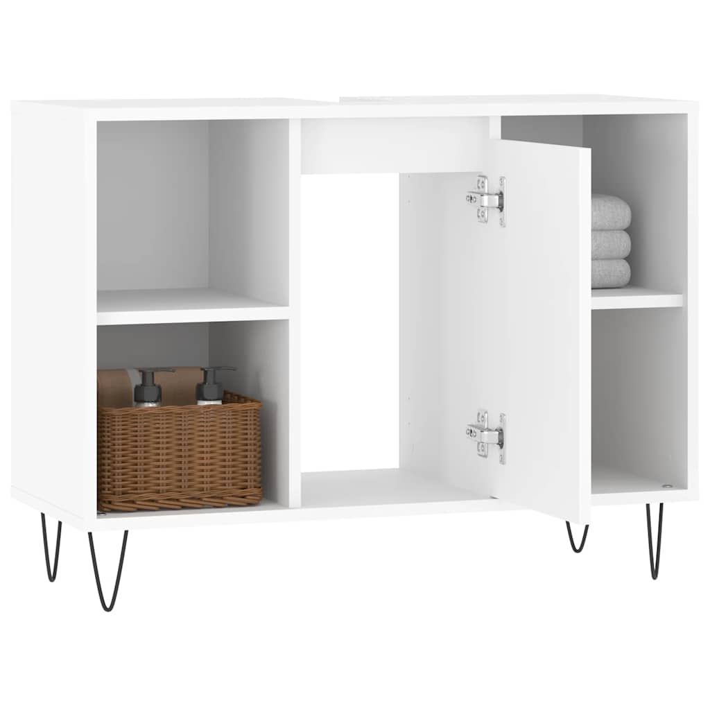 Meuble de salle de bain en dérivé du bois blanc 80x33x60 cm v6395 - Vetonek