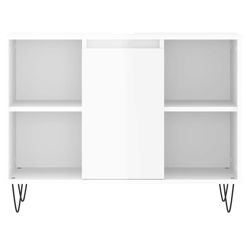 Meuble de salle de bain en dérivé du bois blanc brillant 80x33x60 cm v6418 - Vetonek