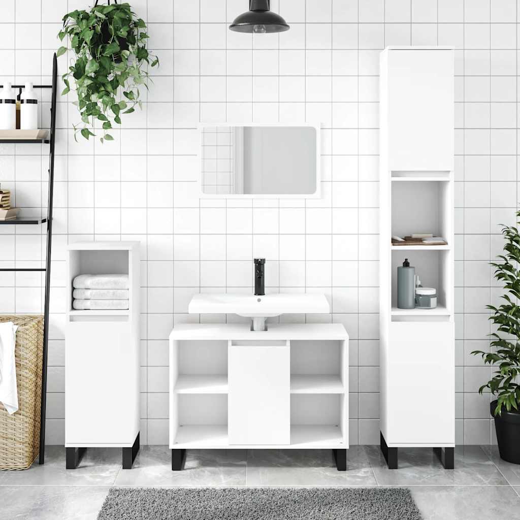 Meuble de salle de bain en dérivé du bois blanc 80x33x60 cm v6470 Vetonek