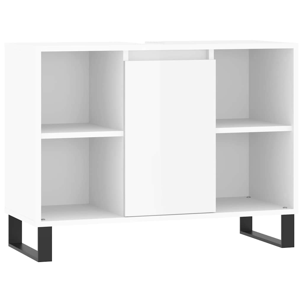 Meuble de salle de bain en dérivé du bois blanc brillant Vetonek 80x33x60 cm