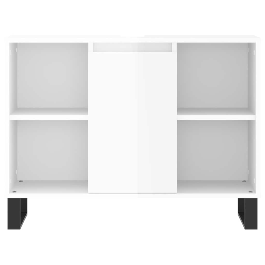 Meuble de salle de bain en dérivé du bois blanc brillant 80x33x60 cm v6494 - Vetonek