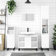 Meuble de salle de bain en bois d'ingénierie blanc brillant 80x33x60 cm v6494 Vetonek