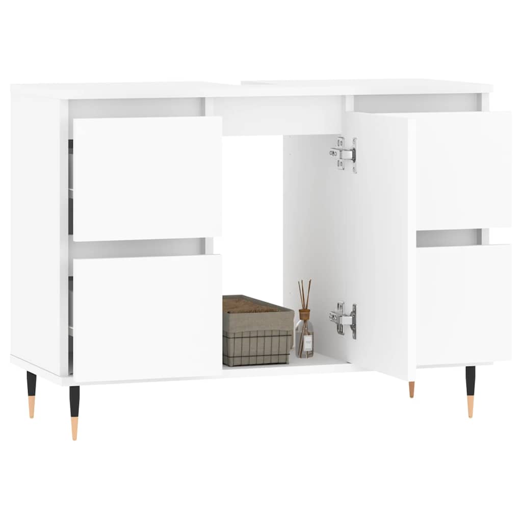 Meuble de salle de bain en dérivé du bois blanc 80x33x60 cm - Vetonek