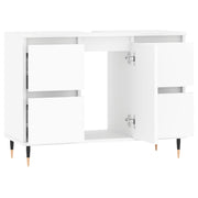 Meuble de salle de bain en dérivé du bois blanc 80x33x60 cm - Vetonek
