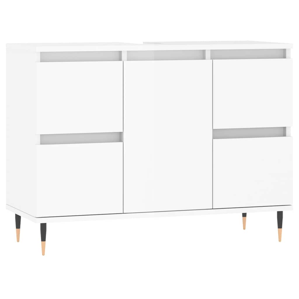 Meuble de salle de bain en dérivé du bois blanc brillant 80x33x60 cm v6579 - Vetonek