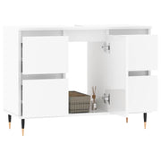 Meuble de salle de bain en dérivé du bois blanc brillant 80x33x60 cm v6579 - Vetonek