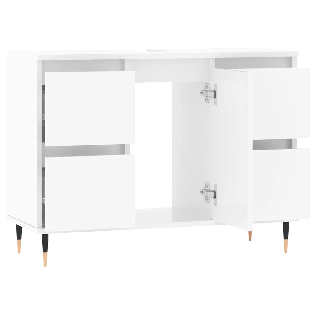 Meuble de salle de bain en dérivé du bois blanc brillant 80x33x60 cm v6579 - Vetonek